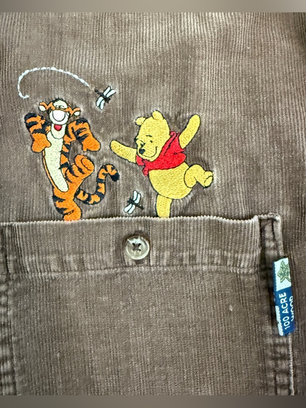 Winnie the Pooh Women’s SM Corduroy Long Sleeve Embroidered Button Down - Picture 3 of 6